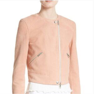 RAG & BONE Hollander Suede Motorcycle Jacket, Pink In Sunset - Size 4